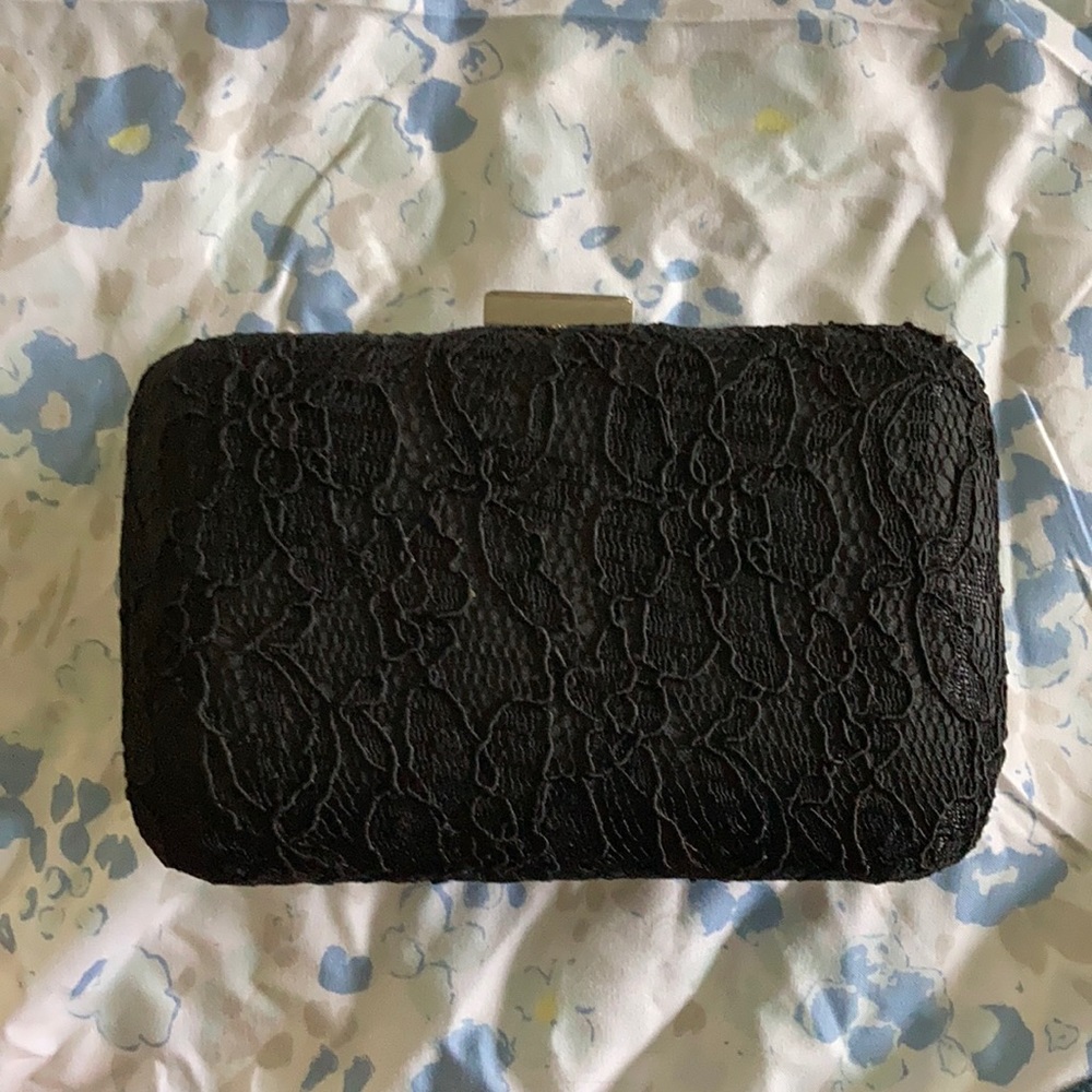 Black vintage clutch with lace